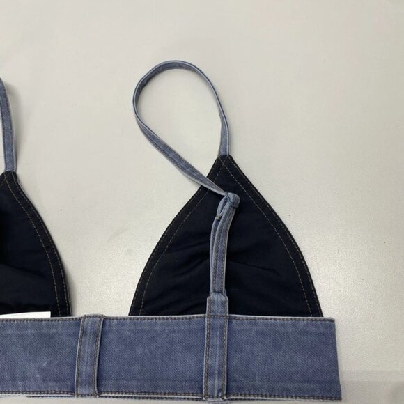 NEW ALEXANDER WANG  Trompe L’oeil Denim Bra Top Blue Size XS | Triangle Style - Picture 4 of 9